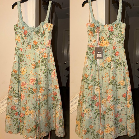 House of CB Sabrina light jade print bustier sundress - Picture 12 of 14